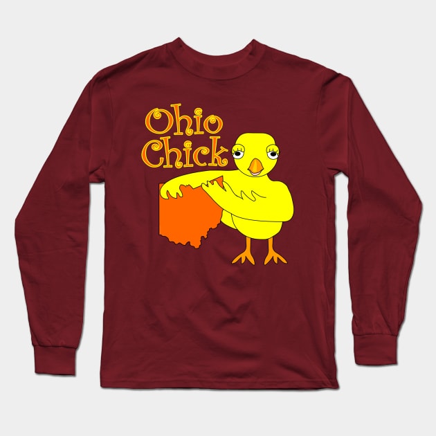 Ohio Chick Text Long Sleeve T-Shirt by Barthol Graphics